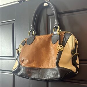Designer Leather Tote Bag - Black, Brown, and Tan